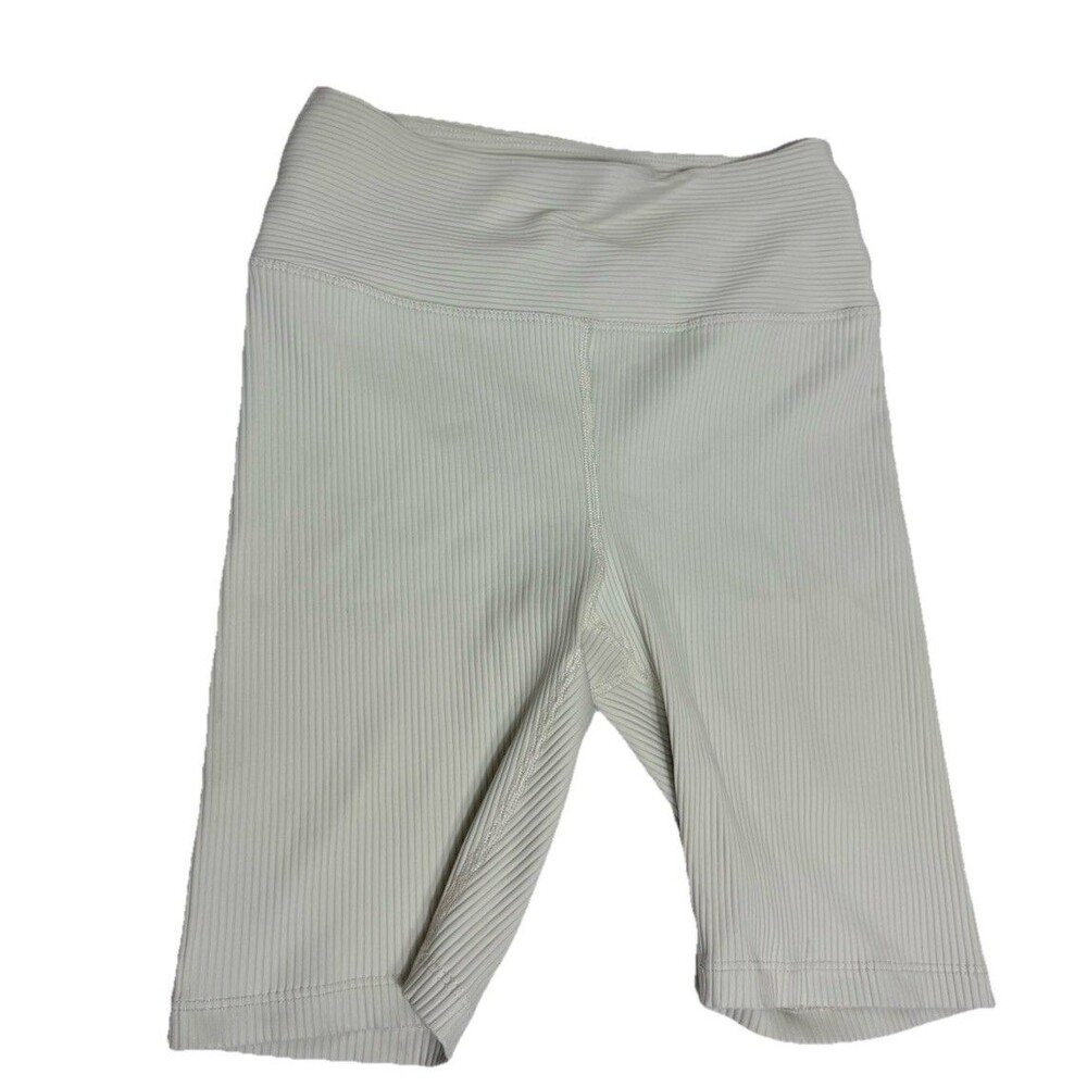 Bandier x Year of Ours Ribbed High Waist Stretch Cream Athletic Shorts Size S